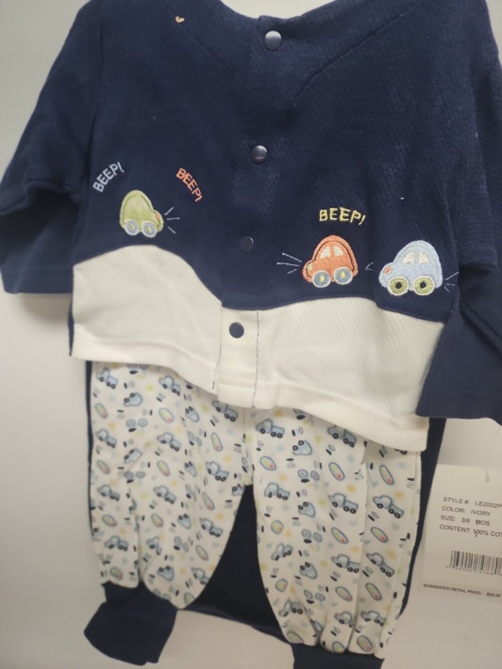 Precious Beginng nfant Boys 4-Piece Set  3-6 Months Blue/Ivory Print New